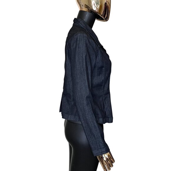 NIC + ZOE Dark Wash Peplum Denim Jacket Snap Front Medium - Picture 4 of 10